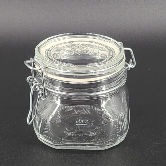 Fido Bormioli Rocco Wire Hinged Clear Glass 1/2 L Jar Made in Italy - Picture 1 of 7